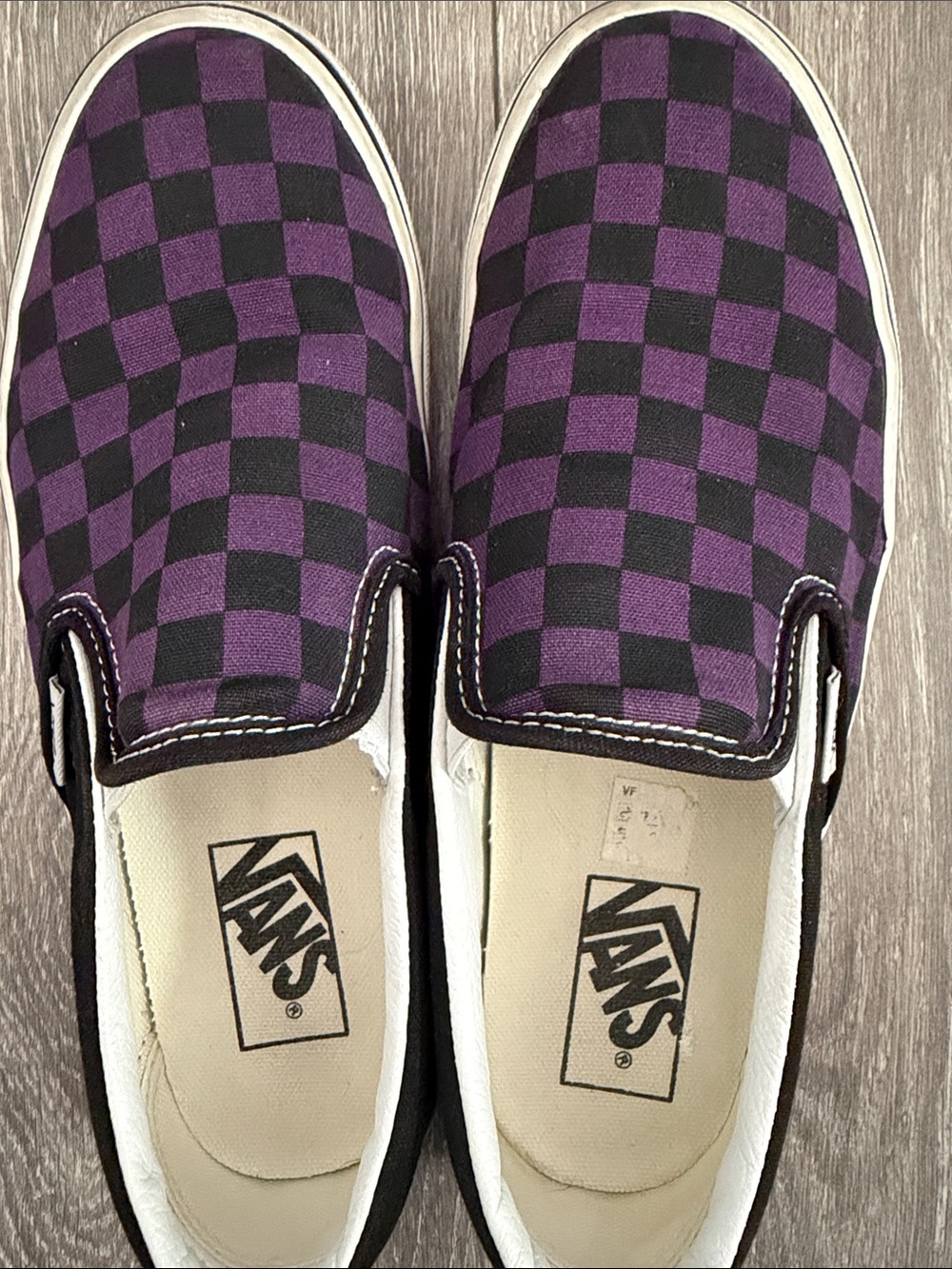 Vans Purple Black Check Classic Slip Ons Women’s 7.5 - Picture 6 of 9
